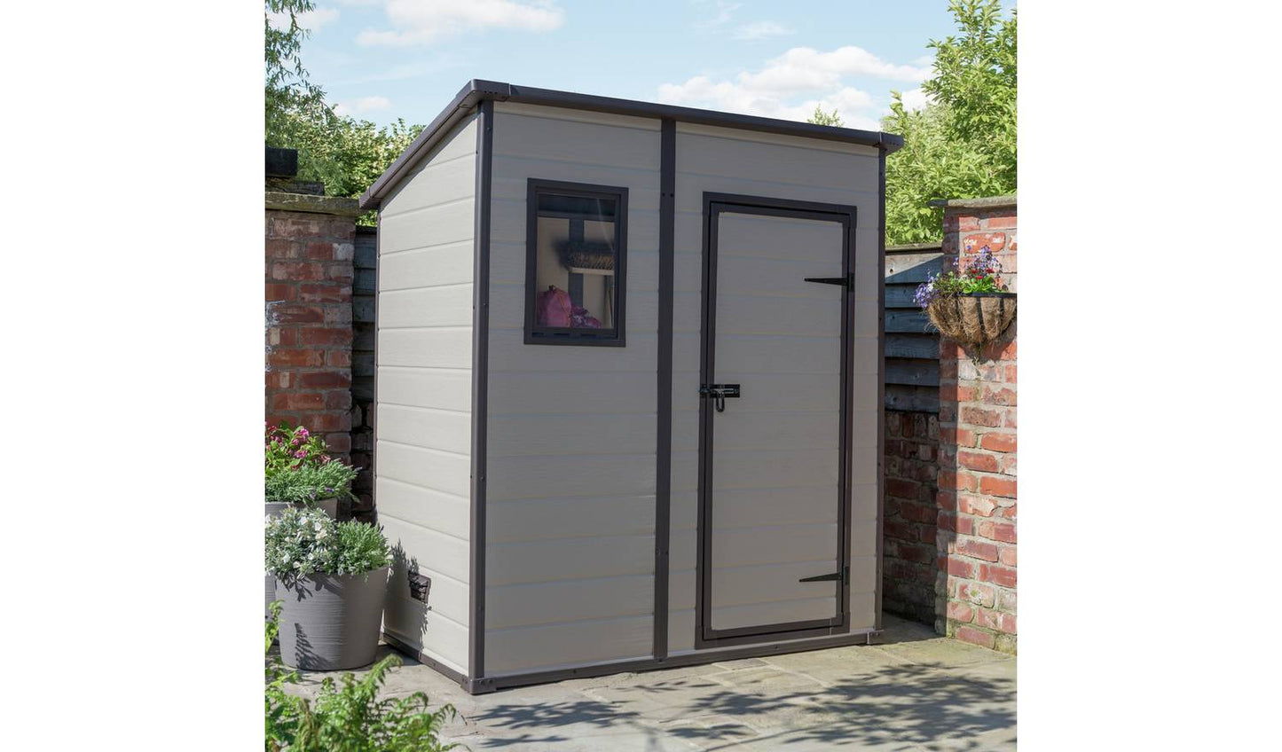 Keter Manor Pent Outdoor Garden Storage Shed 6 x 4ft - Brown