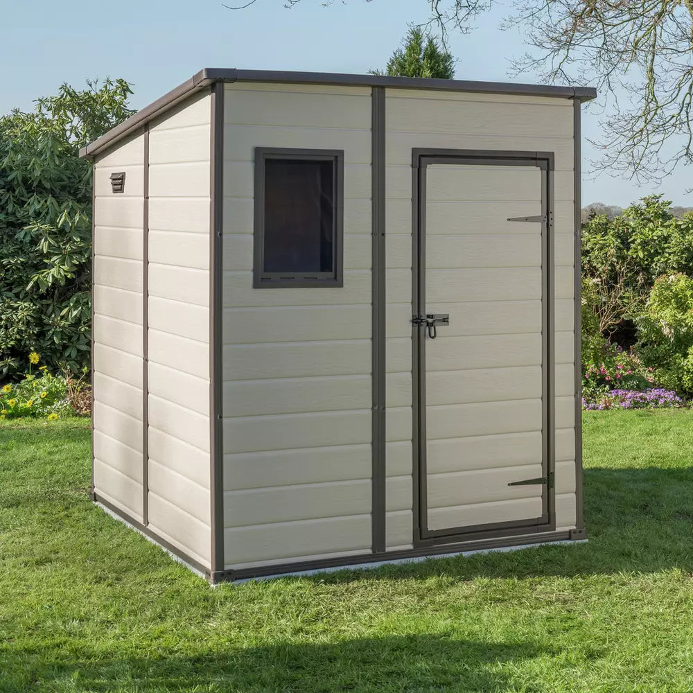 Keter Manor Pent Outdoor Garden Storage Shed 6 x 6ft - Brown