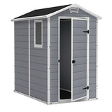 Keter Manor Outdoor Plastic Garden Storage Shed, Grey, 6 x 4 ft