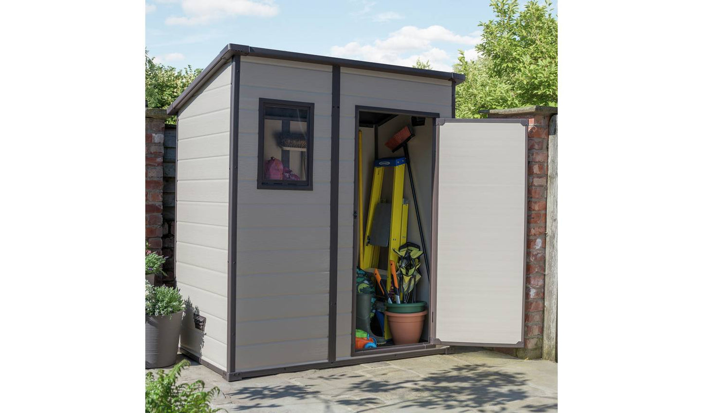 Keter Manor Pent Outdoor Garden Storage Shed 6 x 4ft - Brown