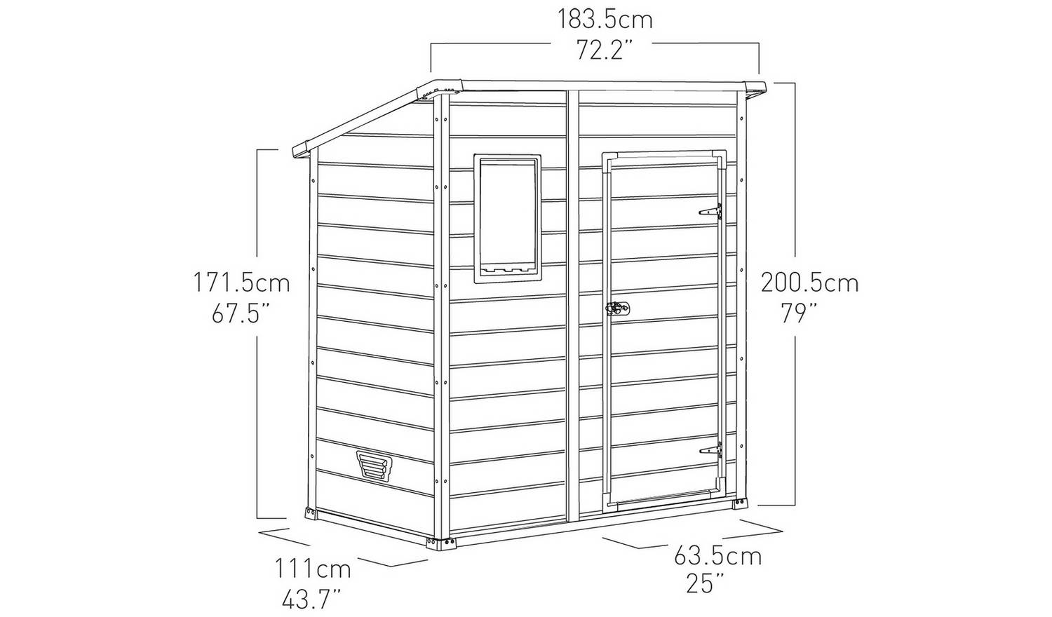 Keter Manor Pent Outdoor Garden Storage Shed 6 x 4ft - Brown