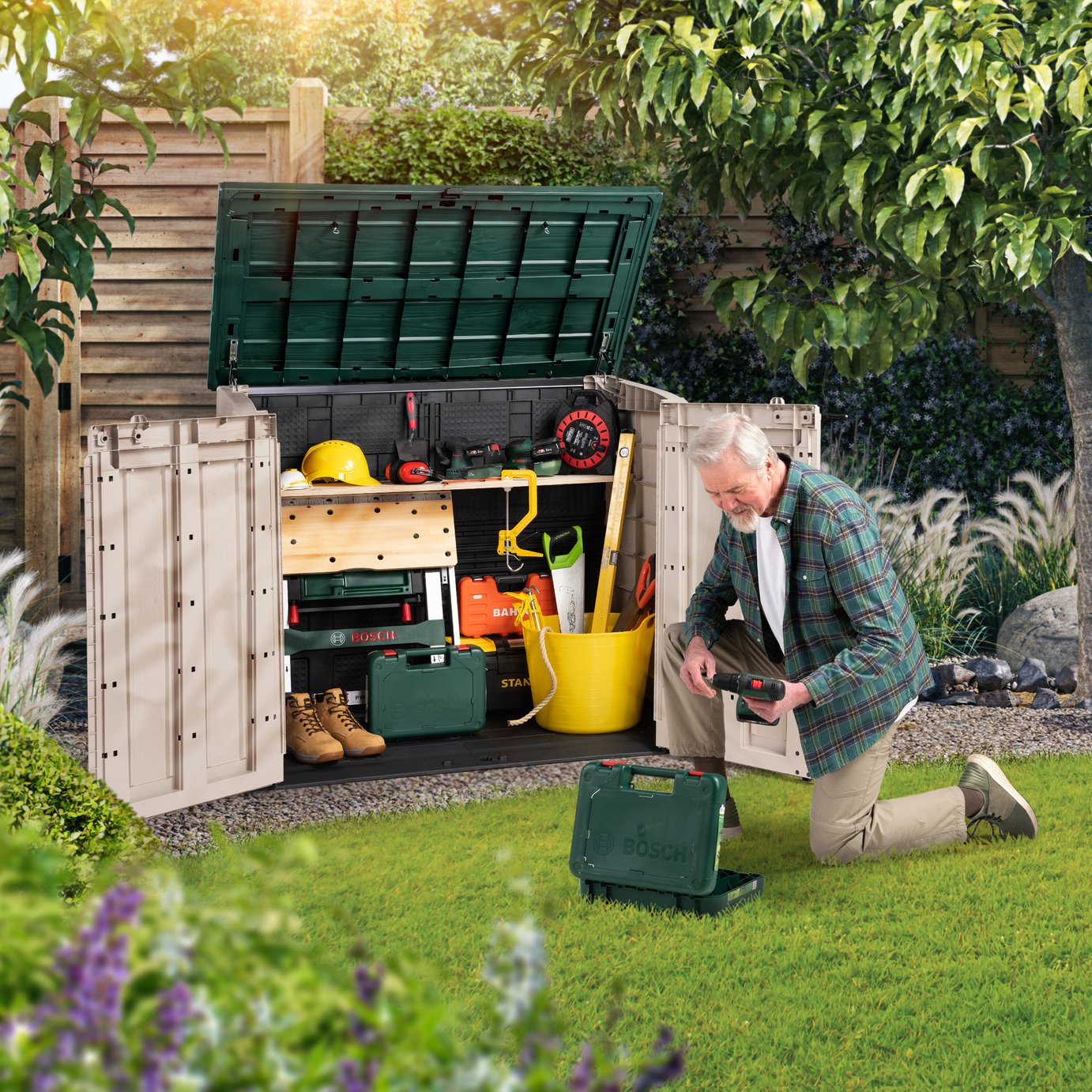 Keter Store It Out Max 1200L Garden Storage Box -Beige/Green