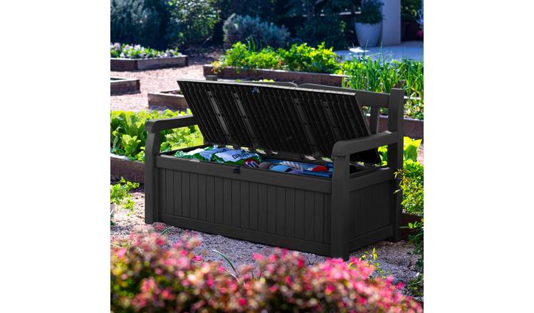 Keter Eden Bench 265L Outdoor Garden Storage Box - Grey