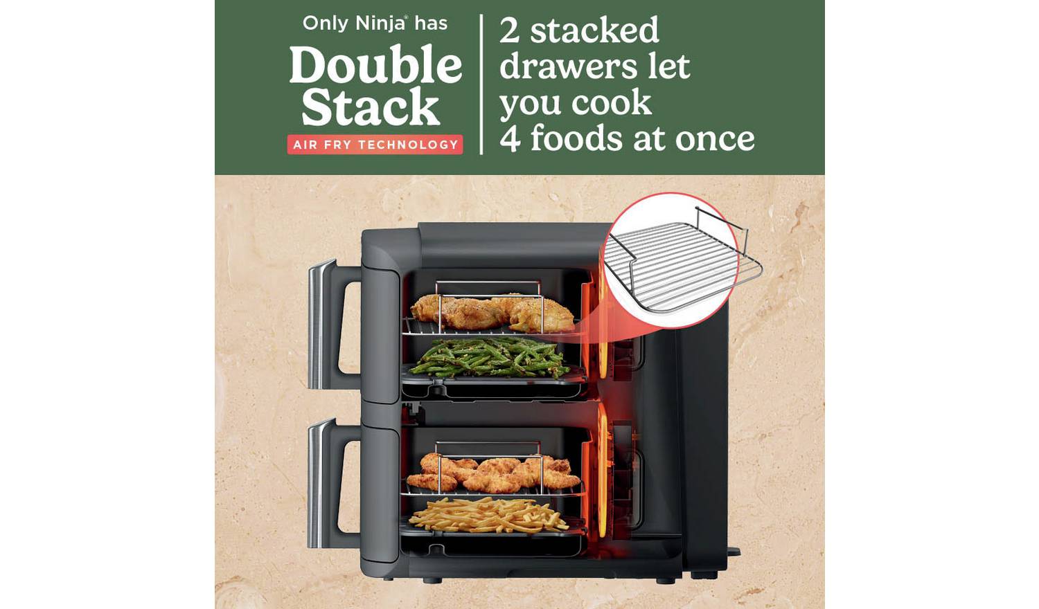 Ninja Double Stack XL SL400UK 9.5L Air Fryer - Grey