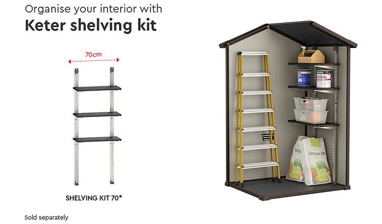 Keter Manor Apex Outdoor Garden Storage Shed 4 x 3ft - Brown