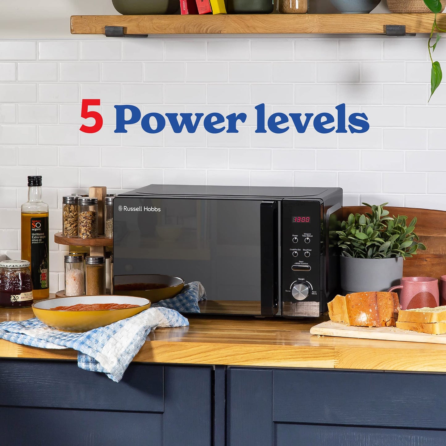 Russell Hobbs RHM2076B 20 Litre 800 W Black Digital Solo Microwave with 5 Power Levels
