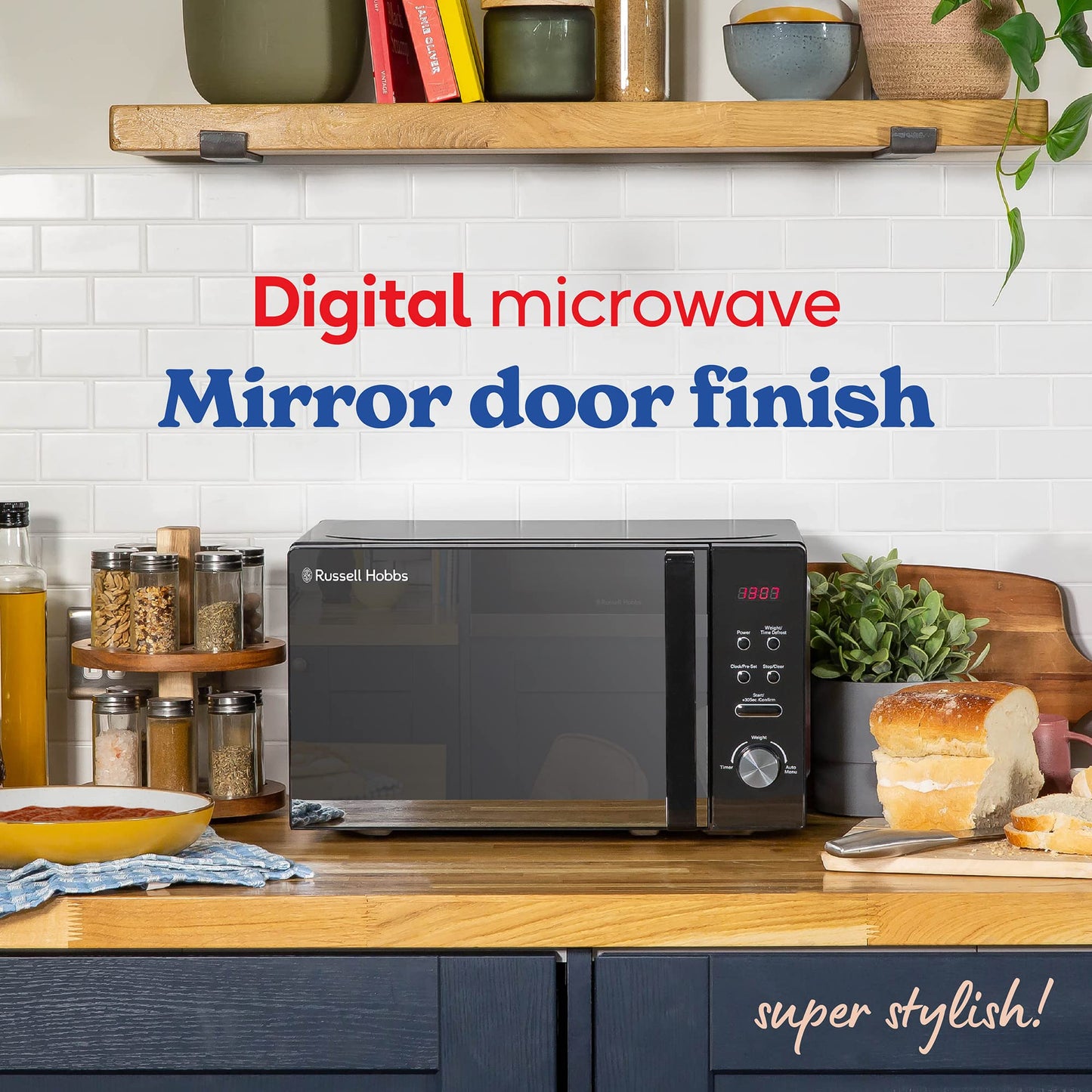 Russell Hobbs RHM2076B 20 Litre 800 W Black Digital Solo Microwave with 5 Power Levels