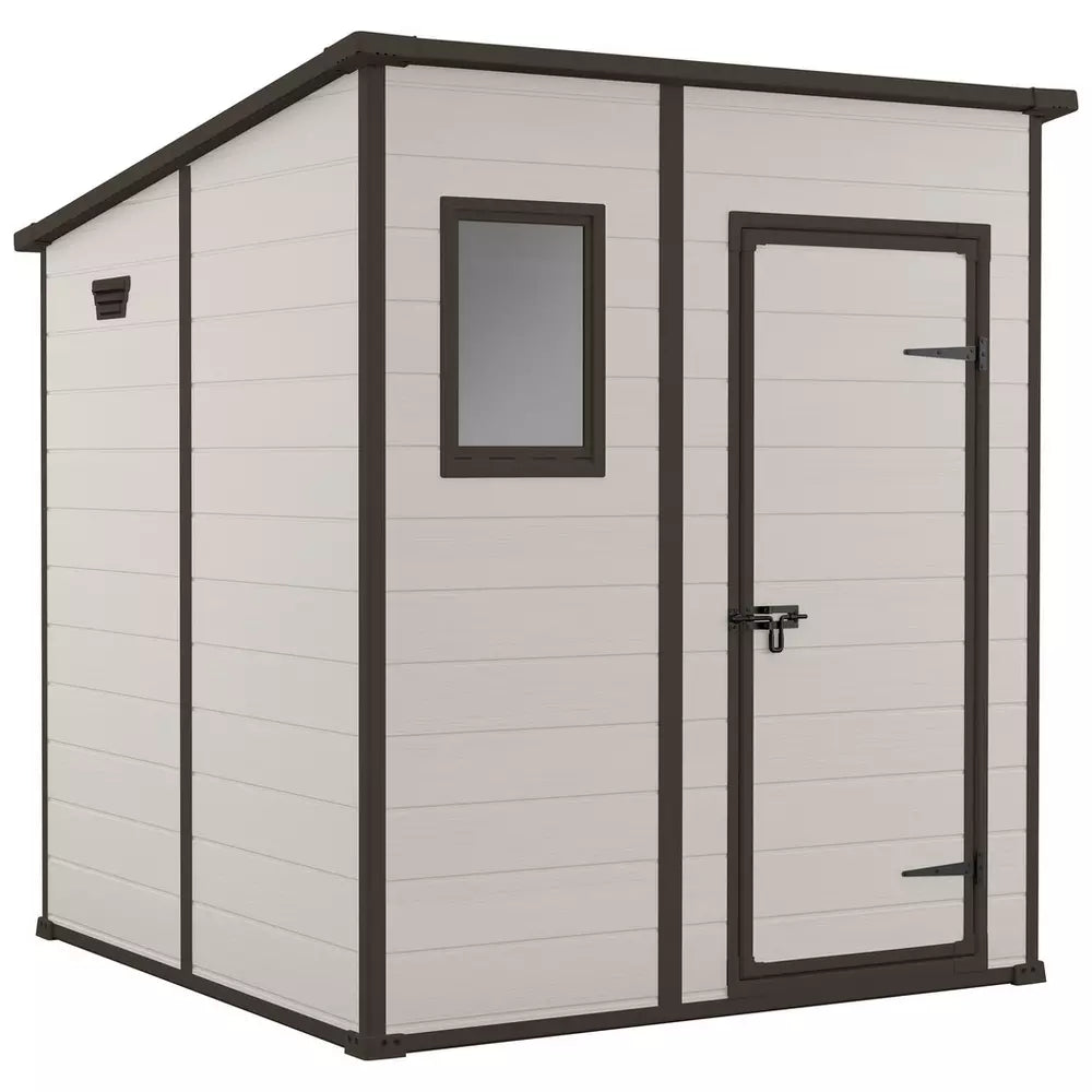 Keter Manor Pent Outdoor Garden Storage Shed 6 x 6ft - Brown