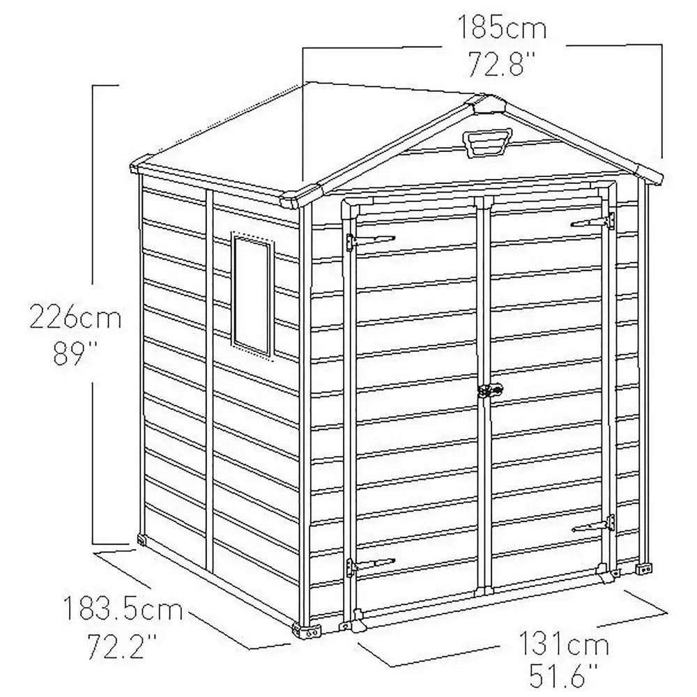 Keter Manor Pent Outdoor Garden Storage Shed 6 x 6ft - Brown