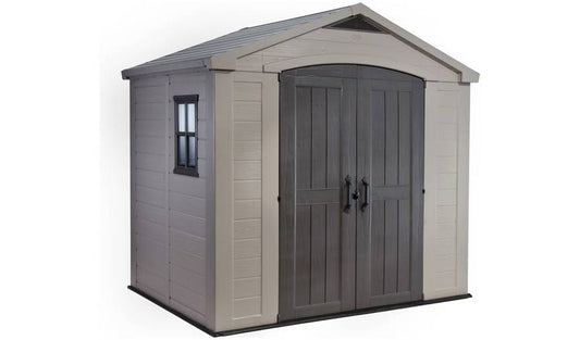 Keter Factor Apex Garden Storage Shed 8 x 6ft – Beige/Brown